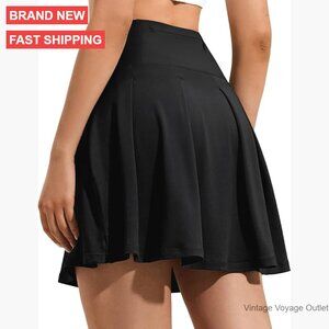 High Waisted Athletic Skort with Pockets, 18" Length, Polyester Blend